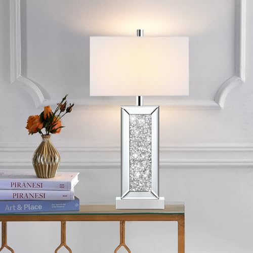 Modern Table Lamp Set of 2, Touch Control, Silver Crystal Bedside Lamp with USB Ports I576