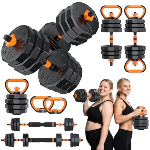 5-in-1 Adjustable Dumbbell Set 88lbs with Connector for Home Gym Q537010
