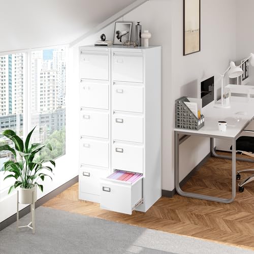 2 Drawer Vertical File Cabinet with Lock for Letter Size, Steel Office Storage Y50014