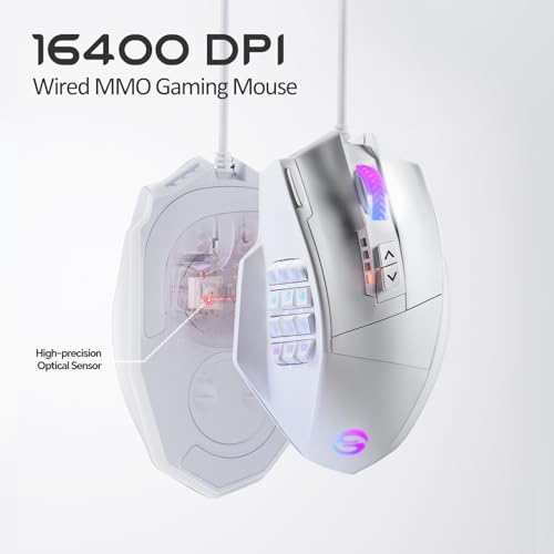 UtechSmart Venus Pro RGB Wireless MMO Gaming Mouse, 16000 DPI, 16 Programmable Buttons M66772
