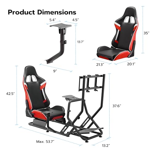 ARES WING Racing Simulator Cockpit with Monitor Mount and Seat P60837