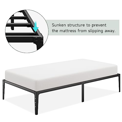 IDEALHOUSE 6 Inch Metal Platform Twin Bed Frame, Heavy Duty, No Box Spring Needed W56107
