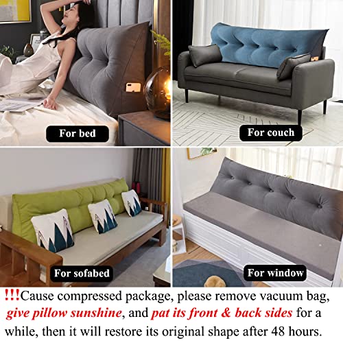 Wedge Headboard Pillow for Sleeping with Removable Cover, Gray U597226