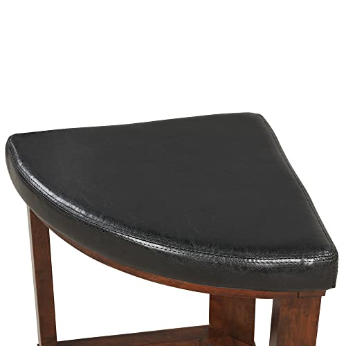 Roundhill Furniture Cylina Solid Wood Glass Top Round Coffee Table with 4 Stools F76357