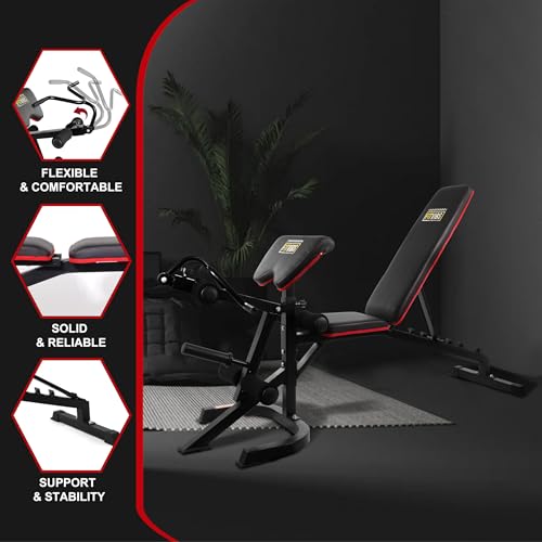 Adjustable Weight Bench with Leg Extension and Preacher Pad for Home Gym K47047