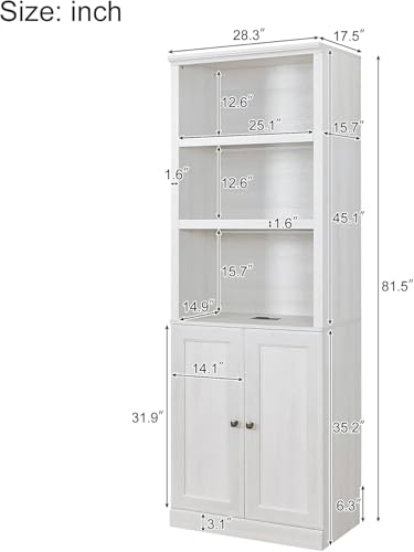 MERITLINE Queen Murphy Bed with Storage Bookcase and Charging Station E996