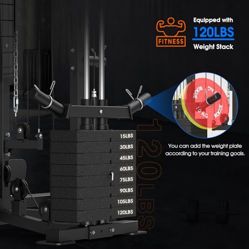SunHome Smith Machine 2000LBS Power Cage Squat Rack with Cable Crossover X213278
