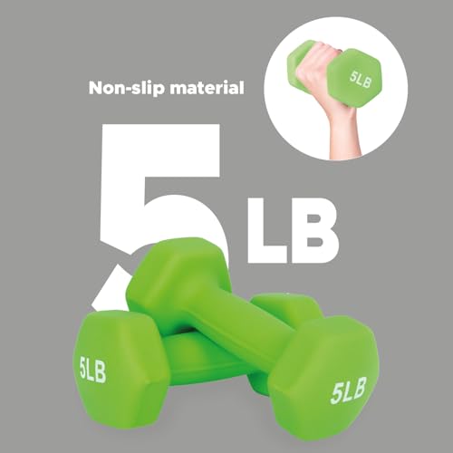 FUXION Neoprene Dumbbell Hand Weights, Set of 2, Hexagon Non-Slip E207497