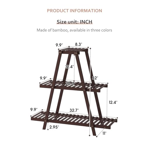 Bamboo 3 Tier Plant Stand Indoor Outdoor G488