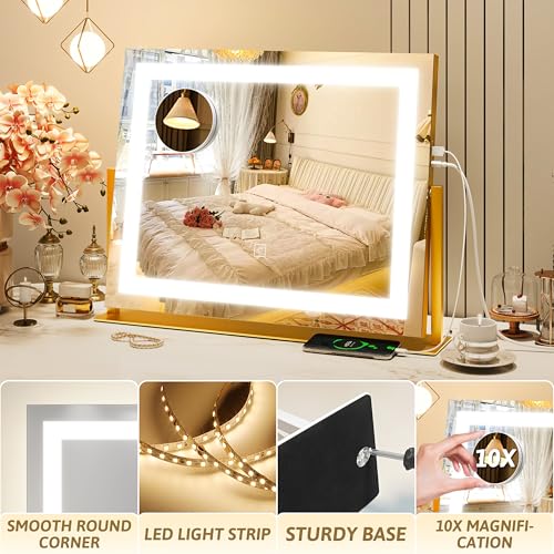 Vanity Mirror with Lights, 12.6"×15" LED Makeup Mirror, Touch Control Dimmable D52089