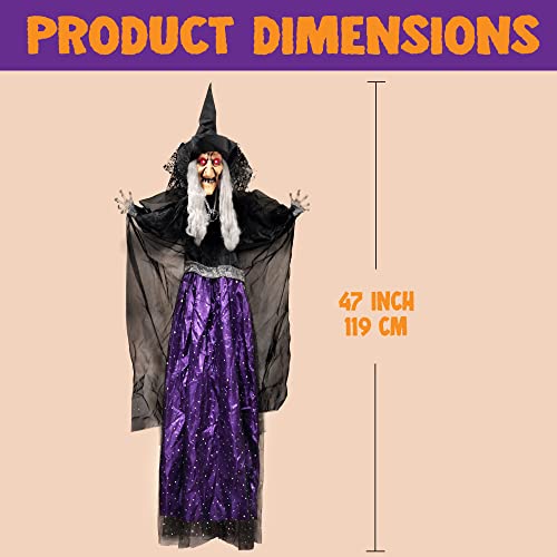 JOYIN 47" Animated Witch Halloween Decorations Outdoor Indoor H9696