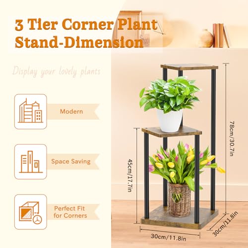 6 Tier Metal Wood Corner Plant Stand Indoor Outdoor H78199
