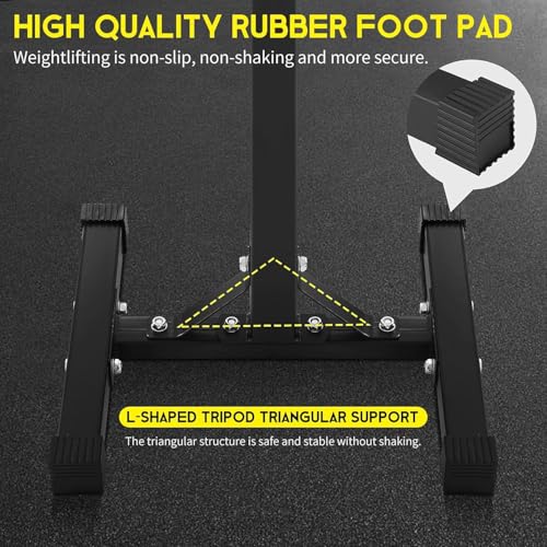 Adjustable Barbell Rack Stand 550 Lbs Capacity for Home Gym, Set of 2, Black I155