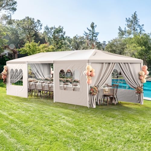 Outdoor Party Tent 10x30 Black with 8 Removable Sidewalls V87006