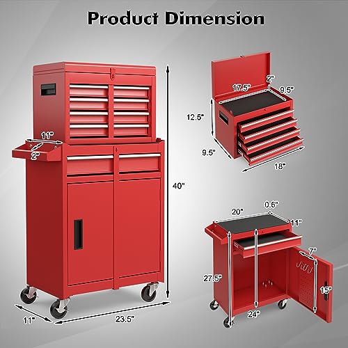Goplus 5-Drawer Rolling Tool Chest with Lockable Wheels, Gray Z601390