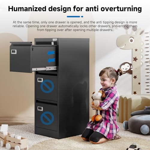 2 Drawer Vertical File Cabinet with Lock for Letter Size, Steel Office Storage Y50014