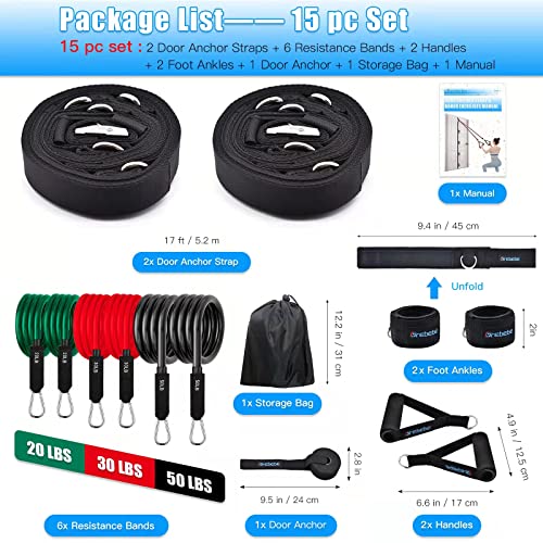 Brebebe Door Anchor Strap for Resistance Bands, Multi Point Gym Attachment, Home Fitness Equipment U4872