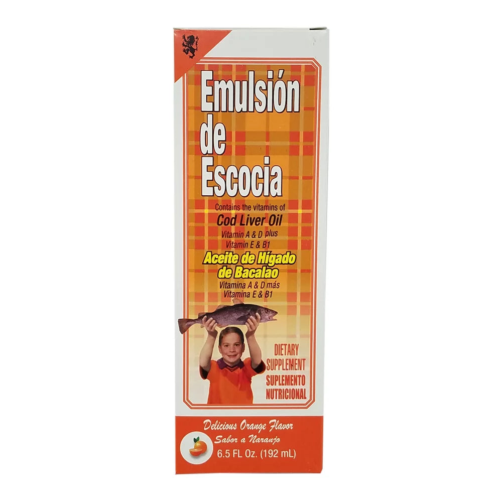 Emulsion De Escocia Cod Liver Oil Supplement, Orange Flavored, 6.5 fl oz, Pack of 3 H7465