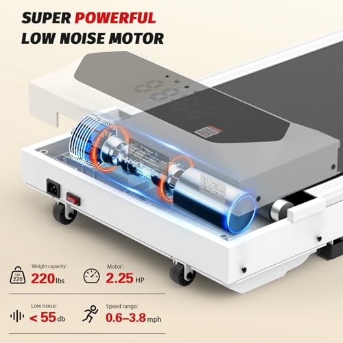 Walking Pad Under Desk Treadmill for Home Office, 2.25HP Portable with Remote Control S5867