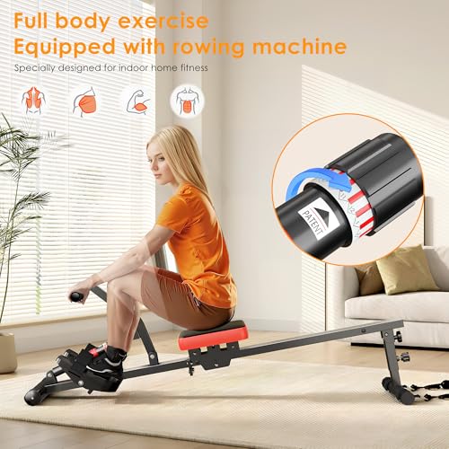 SogesGame Rowing Machine with 12 Levels Resistance, Digital Monitor, Home Gym Equipment C740