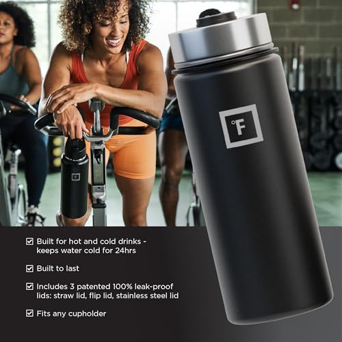 IRON °FLASK Stainless Steel Insulated Water Bottle with 3 Lids, 40 oz U19688