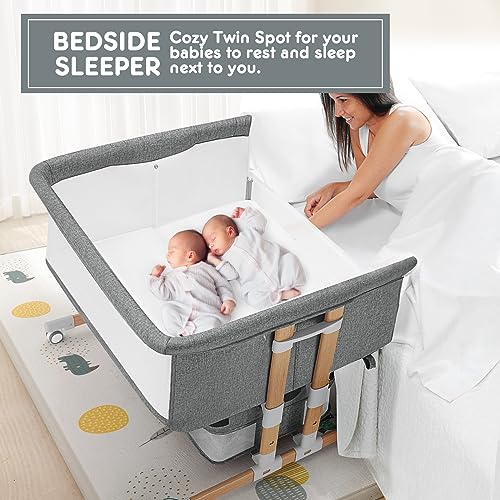 3 in 1 Baby Bassinet Bedside Sleeper with Storage, Grey Z682277