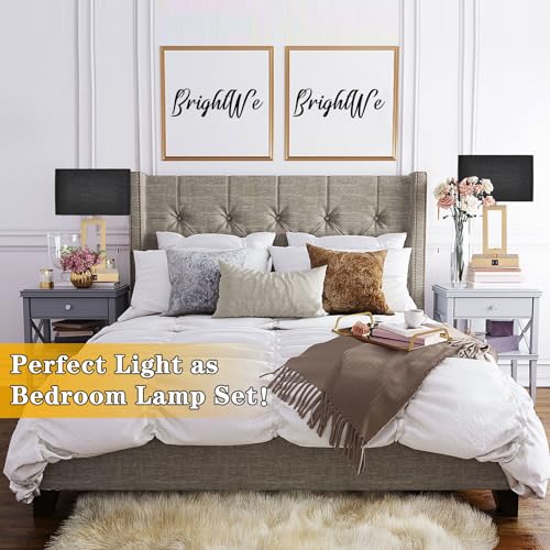 22" Touch Control Table Lamps with USB Ports, Dimmable, Gold & White V1178