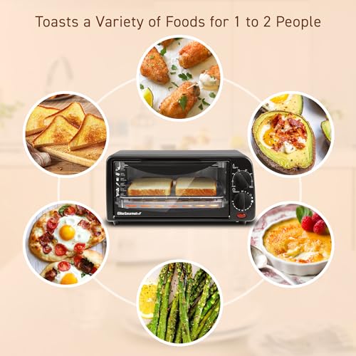 Elite Gourmet ETO236 Compact 2 Slice Toaster Oven, Black C32483
