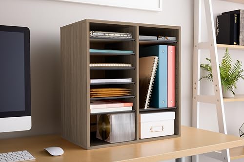 Safco Wooden Paper and Mail Organizer, Adjustable Shelves, Stackable B285