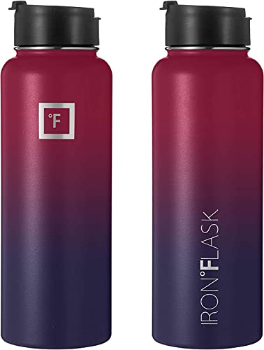 IRON °FLASK Stainless Steel Insulated Water Bottle with 3 Lids, 40 oz U19688