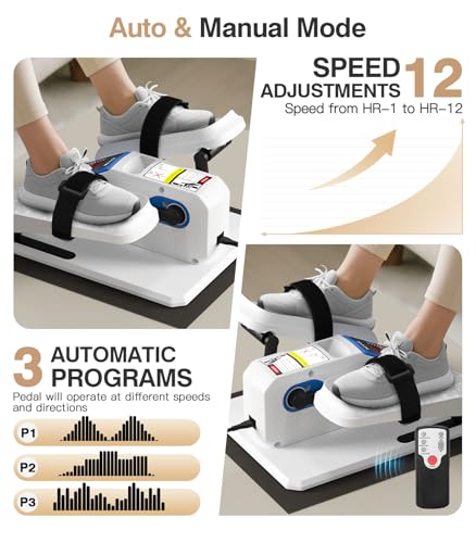Under Desk Elliptical Machine, Portable Seated Pedal Exerciser for Seniors and Adults O60492