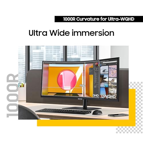 SAMSUNG Viewfinity S65UA 34-Inch Ultrawide QHD Curved Monitor, 100Hz, USB-C, Black B208