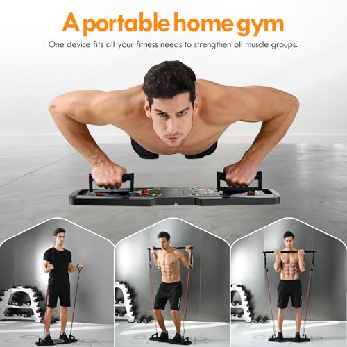 Push Up Board with Resistance Bands and Ab Roller Wheel for Home Gym Y5855