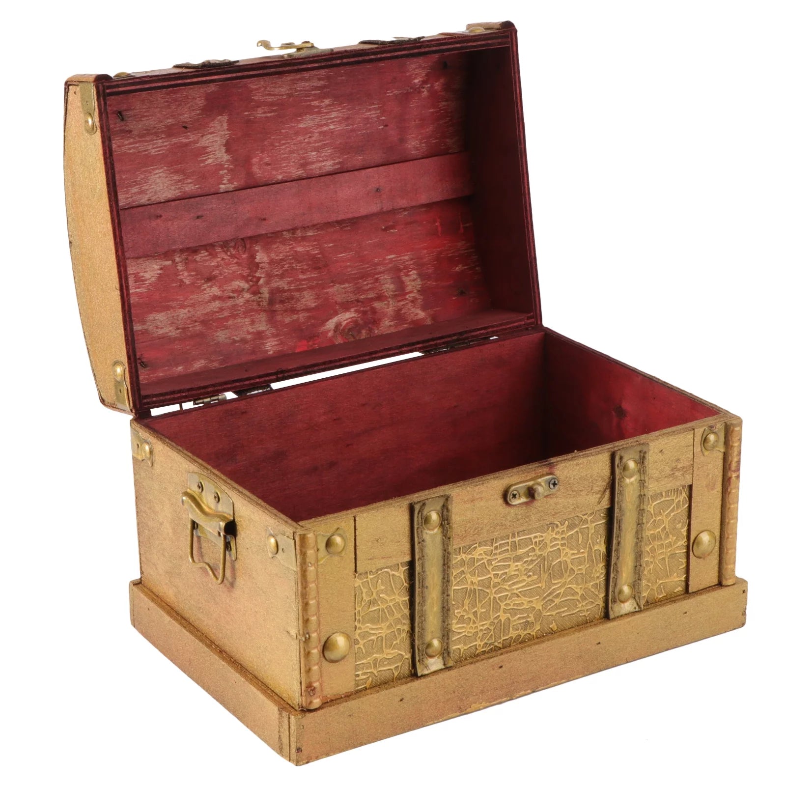 Retro Wooden Pirate Treasure Chest Jewelry Storage Box H38718