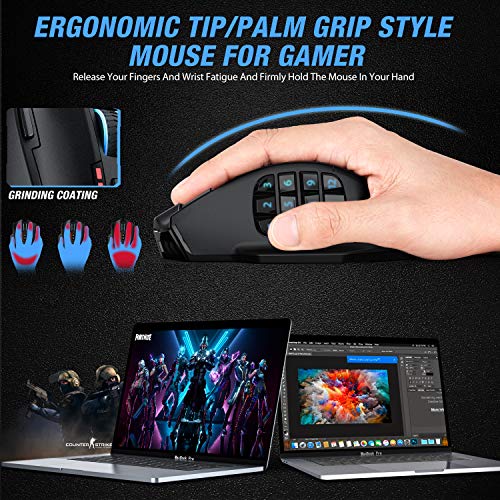 UtechSmart Venus Pro RGB Wireless MMO Gaming Mouse, 16000 DPI, 16 Programmable Buttons M66772