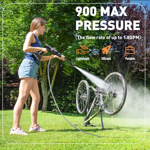 Portable Pressure Washer 900PSI Cordless with 2 Batteries K905908