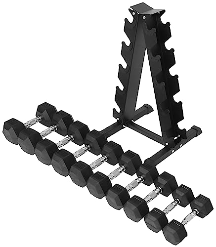 Rubber Coated Hex Dumbbell Weight Set R443