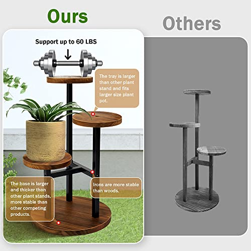 AUGOSTA 5 Tier Plant Stand, Tall Metal Wood Shelf for Indoor Outdoor Garden O47518
