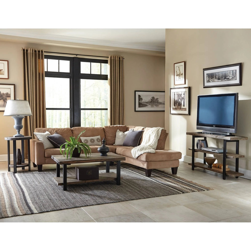 Pomona 42" Metal and Wood Coffee Table, Rustic Natural S535