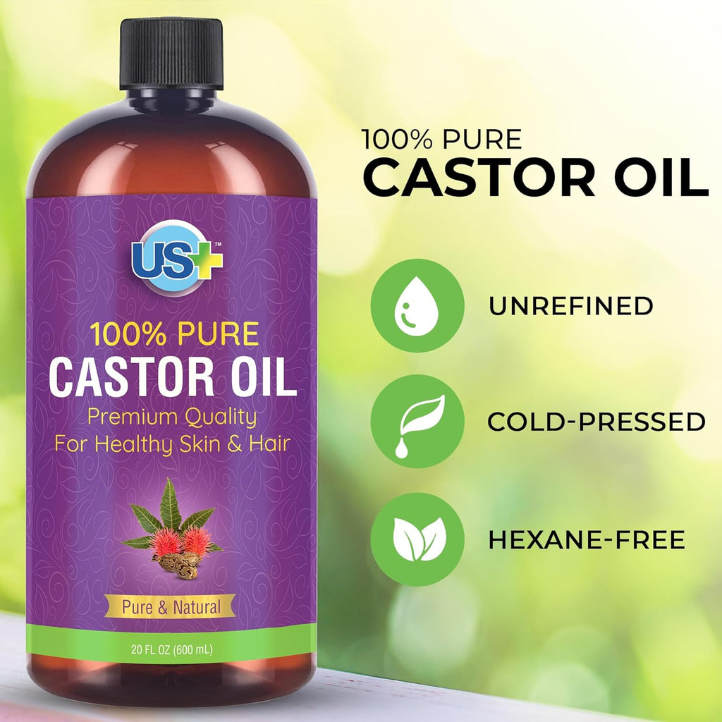 20oz 100% Pure Castor Oil - Cold-pressed, Unrefined, Hexane-free J989