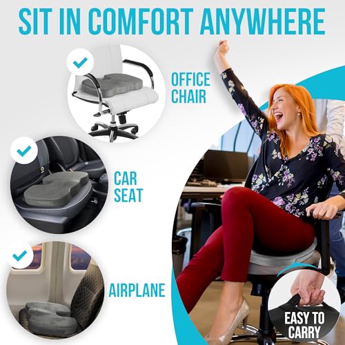 FORTEM Office Chair Cushion and Back Support, Memory Foam Lumbar Pillow, Non Slip, XL V440
