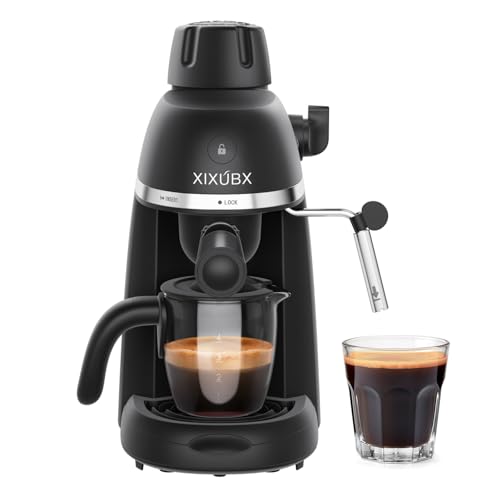 Coffee Machine, 3.5 Bar Espresso & Cappuccino Machine with Steam Wand, Compact Design Coffee Maker for Latte, Safety Lock & Tritan Cups, 800w, Black