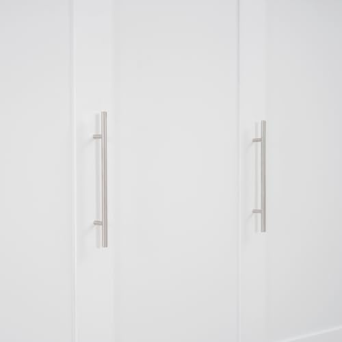 Queen Size Murphy Bed with Shelves and LED Lights, Foldable Wood Wall Bed Frame S155886
