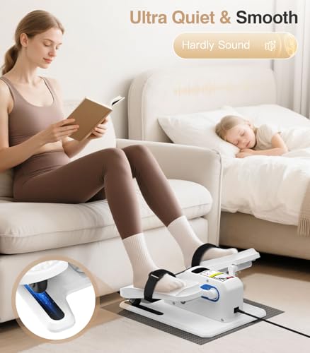 Under Desk Elliptical Machine, Portable Seated Pedal Exerciser for Seniors and Adults O60492