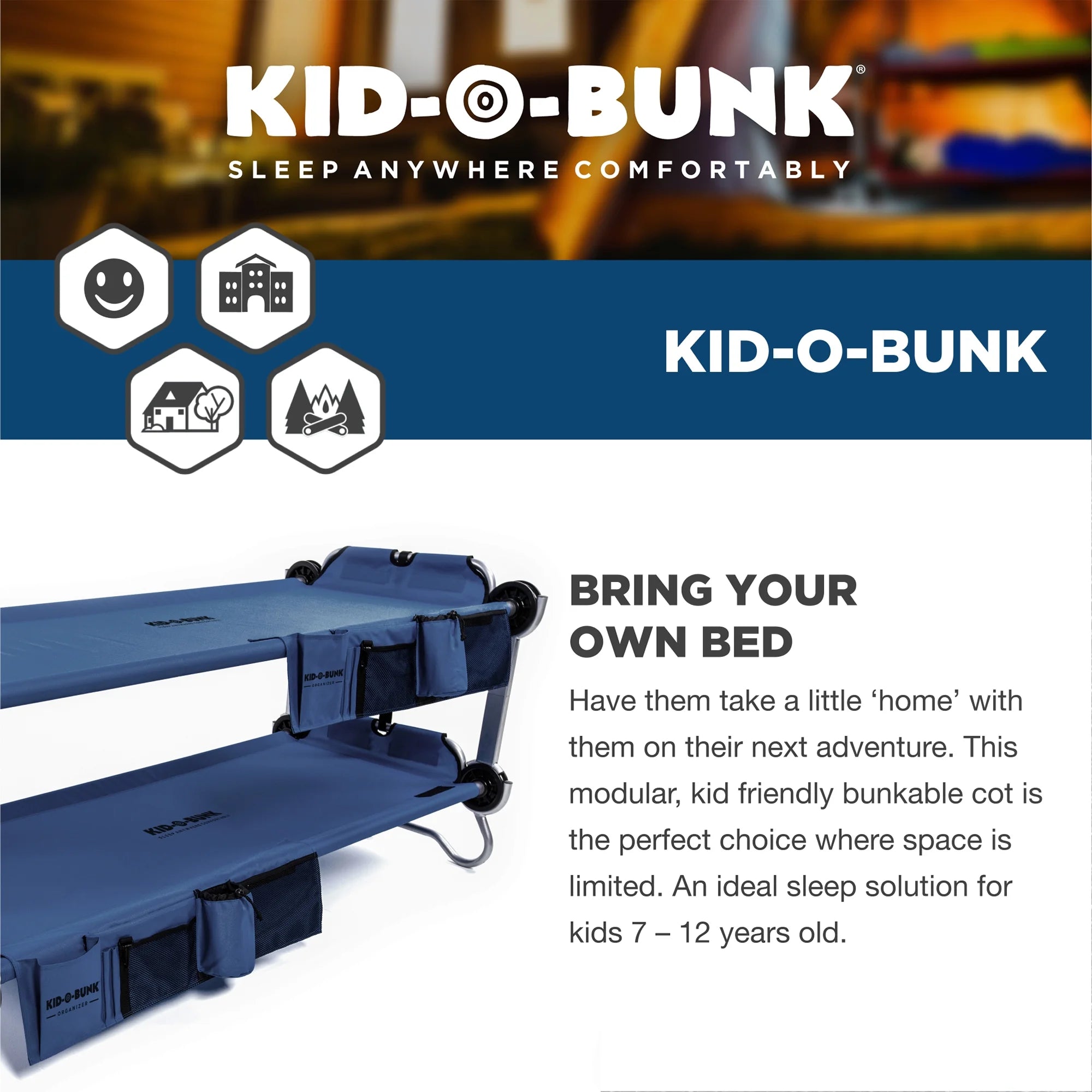 Disc-O-Bed Youth Kid-O-Bunk Double Cot with Storage, Navy F9486