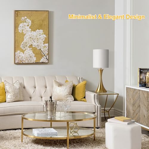Dimmable Bedside Lamp with Touch Control, Beige Shade, LED Bulb Included S148