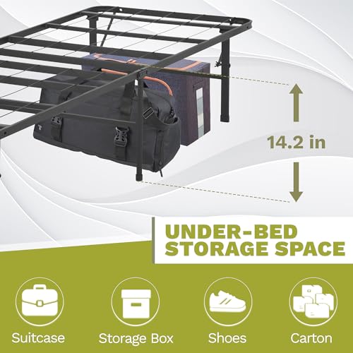 Twin Size Folding Metal Platform Bed Frame with Steel Slats, Black O91638