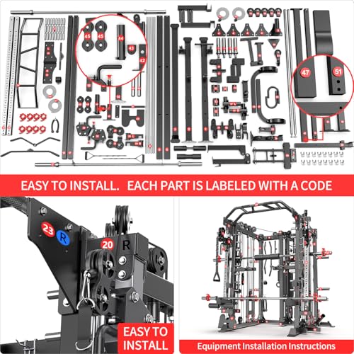 Power Cage Smith Machine Power Rack with Cable Crossover for Home Gym X175525