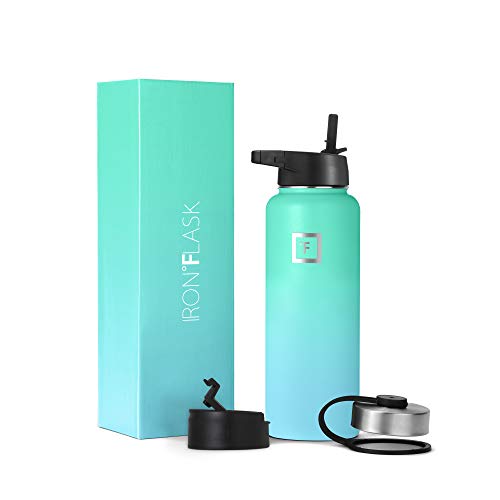 IRON °FLASK Stainless Steel Insulated Water Bottle with 3 Lids, 40 oz U19688