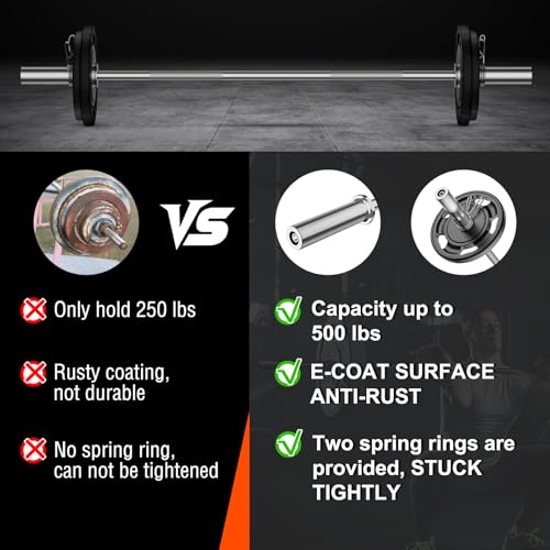 57" Olympic Barbell Bar with 2 Spring Collars for Weight Lifting X157780